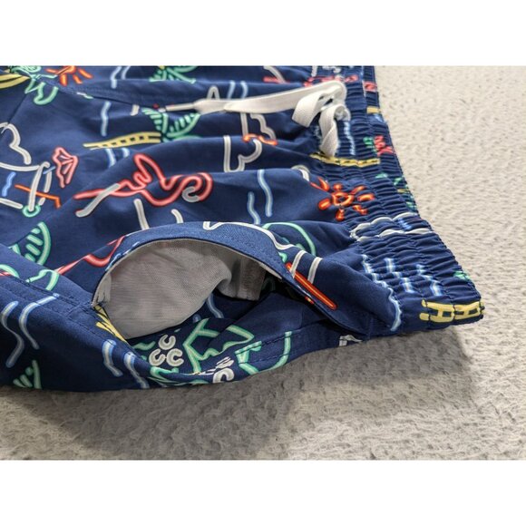 Chubbies Swim Trunks XL Neon Lights Flamingos Shorts 5.5 Tropical Beach Liner - Picture 12 of 14